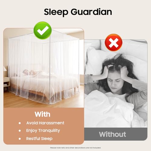 Stainless Steel Canopy Bed Frame Queen, 78" Four Corner Net Stand, view 5