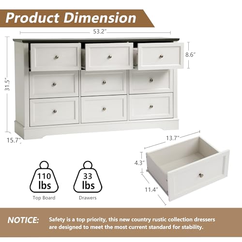 Farmhouse Bedroom Sets of 4, Including 9 Drawer Dresser, view 4