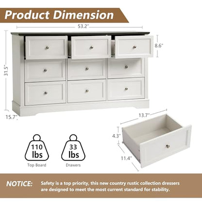 Farmhouse Bedroom Sets of 4, Including 9 Drawer Dresser, view 4
