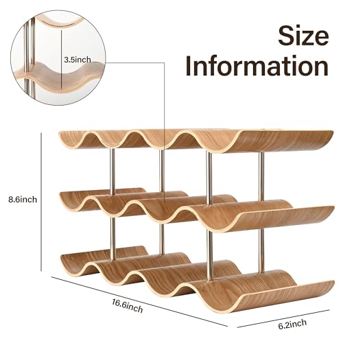 Countertop Wine Rack, 12 Bottle Freestanding Wine Bottle Holder Stand, view 4