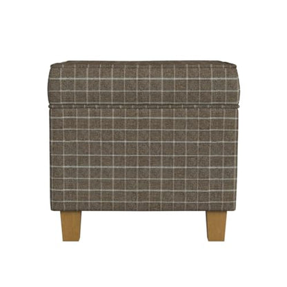 18" Classic Square Storage Ottoman - Brown Windowpane