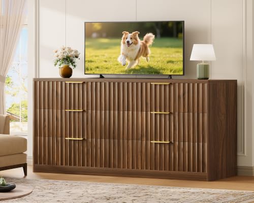 Fluted 6 Drawer Dresser for Bedroom, view 6