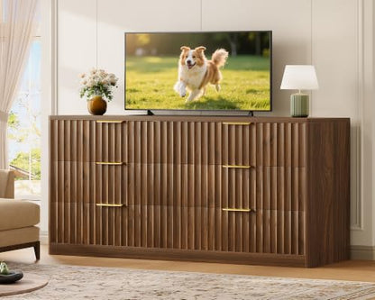 Fluted 6 Drawer Dresser for Bedroom, view 6