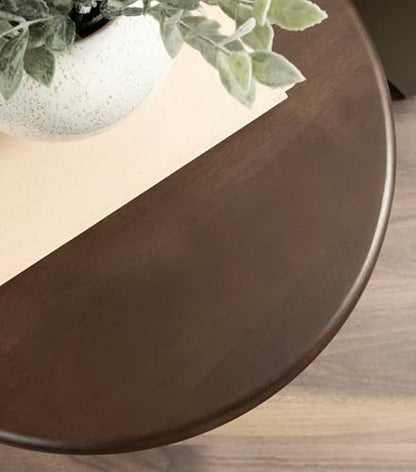Erys Mid-Century Modern Round Side Table; 16 x 16 x 20; Dark Brown; Transitional Wood End Table for Use as Bedroom Nightstand or Living Room Accent Table