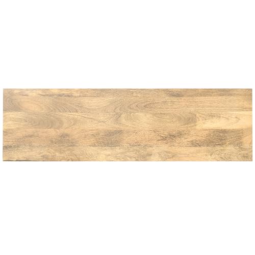 Hunter Buffet - 60 inch Wide Solid Mango Wood 3-Door Sideboard Buffet in Natural, Contemporary Storage Cabinet for Dining Room or Kitchen with Adjustable Shelves and Metal Legs