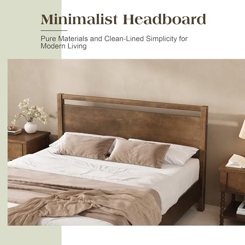 Minimalist Queen Size Solid Wood Bed Frame with Headboard, view 5