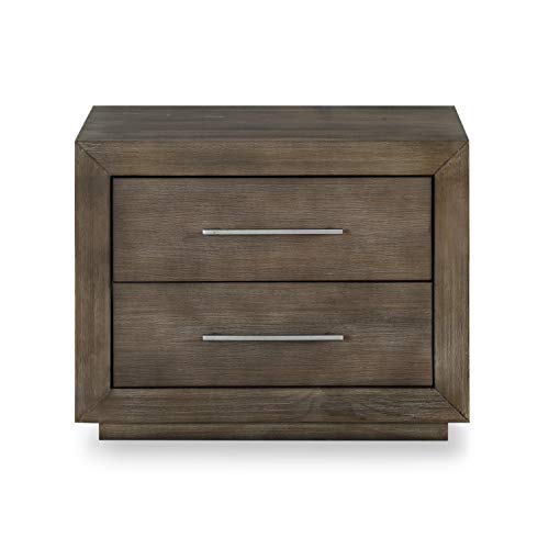 Solid Wood Nightstand, 2-Drawer with USB, Melbourne - Dark Pine
