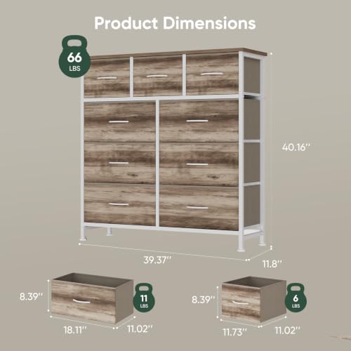 Fabric Dresser for Bedroom with 9 Drawers, Storage Tower, view 3