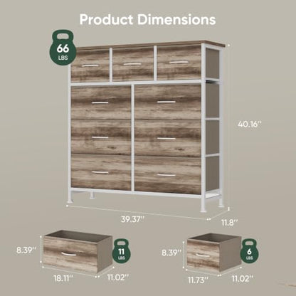 Fabric Dresser for Bedroom with 9 Drawers, Storage Tower, view 3