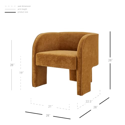 NPD Furniture Matteo Accent Armchair, Glam Modern Upholstered Lounge Chair with Arms for Living Rooms - Dainty Caramel Velvet