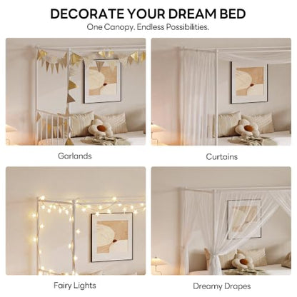 Twin Daybed with Trundle, Canopy Bed with Pop Up Trundle, White, view 5