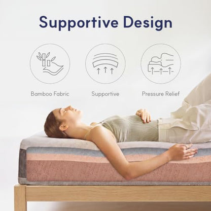 6 Inch Queen Mattress, Bamboo Cover Memory Foam Bed in a Box, view 5
