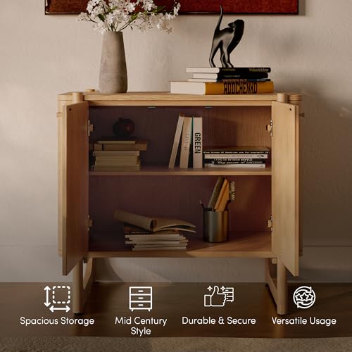 Apollo Solid Wood Accent Cabinet & Media Console, Light Oak, view 4