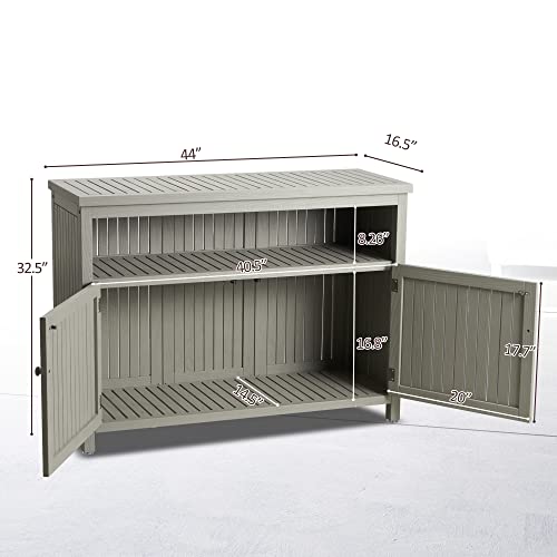 Outdoor Console Sideboards Buffet Cabinet, Solid Wood Storage Cabinet TV Stand,Furniture for Patio Entryway Deck(Grey)