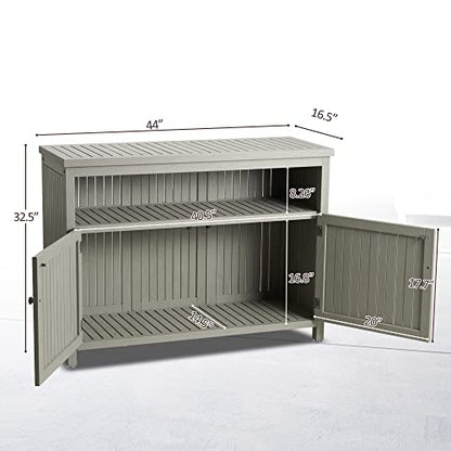Outdoor Console Sideboards Buffet Cabinet, Solid Wood Storage Cabinet TV Stand,Furniture for Patio Entryway Deck(Grey)