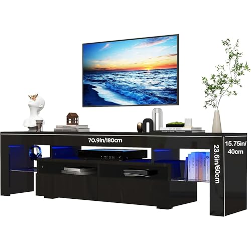 70in TV Stand for 75/80 inch TV, Modern LED TV Stand for Living Room, view 3