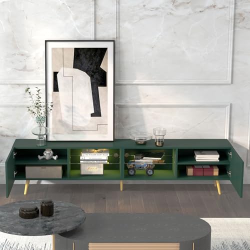 86" LED TV Stand, Modern Entertainment Center for 75" TV, Green, view 5