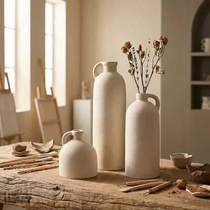 Flower Vase Set of 3, Ceramic Home Decor for Living Room, view 7