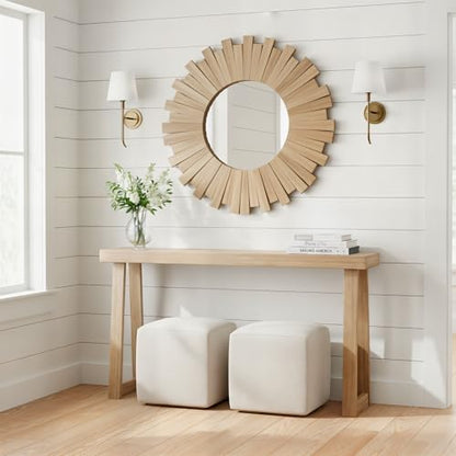 Solid Wood Console Table, 56 Inch, Sofa Table, Narrow Entryway Table for Hallway, Behind The Couch, Living Room, Foyer, Easy Assembly, Blonde