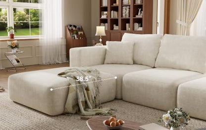 150" Oversized Boneless Sectional Couches for Living Room,Comfy Modern Modular Sectional Sofa,Extra Deep 6 Seater,Large Plush Cloud Sectional Couch,No Assembly Required,Beige Chenille