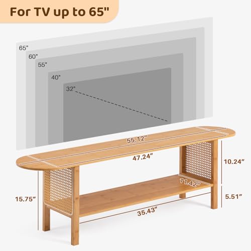 Bamboo TV Stand with Storage for TVs up to 65", view 4