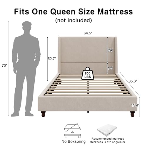 Queen Size Upholstered Bed Frame, view 3