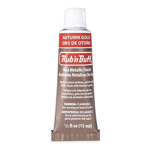 Rub n Buff Wax Metallic Finish - Rub n Buff Autumn Gold 15ml Tube - Versatile Gilding Wax for Finishing Furniture Antiquing and Restoration - Rub and Buff Colors Single Tube