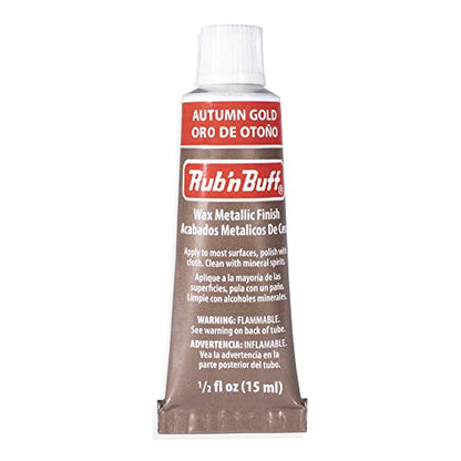 Rub n Buff Wax Metallic Finish - Rub n Buff Autumn Gold 15ml Tube - Versatile Gilding Wax for Finishing Furniture Antiquing and Restoration - Rub and Buff Colors Single Tube