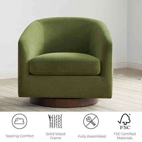 CHITA Swivel Accent Chair, FSC Wood Frame, Fully Assembled, Forest Green