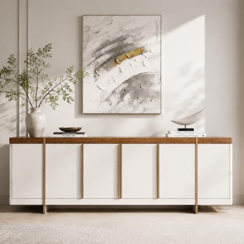 Modern 70" TV Stand Media Console for 80" TVs,Large Concealed Storage, view 4