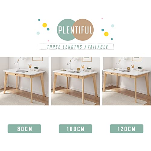 IOTXY Solid Wood Writing Desk - Home Office Workbench Desk with Drawer, 47.24" Width Laptop Computer Work Study Table