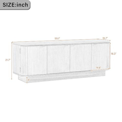 59.1" Fluted TV Stand with Storage Cabinets, view 3