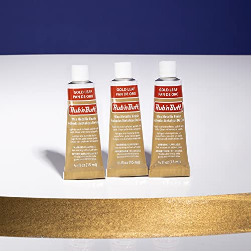 Rub n Buff Wax Metallic Finish - 3 Rub n Buff Gold Leaf 15ml Tubes - Versatile Gilding Wax for Finishing Furniture Antiquing and Restoration - Rub and Buff Colors Set of Three