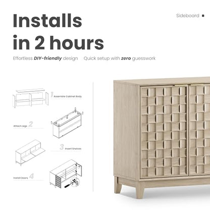 Fluted Sideboard Buffet Cabinet with Storage, view 5