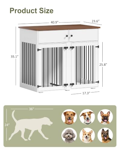 41" Dog Crate Furniture, Heavy Duty Dog Cage with Removable Divider, view 4