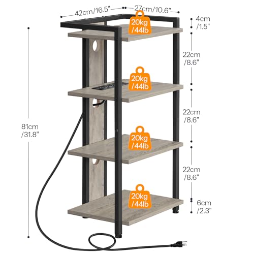 4-Tier AV Media Stand, Media Console with Charging Station&LED Light, view 4