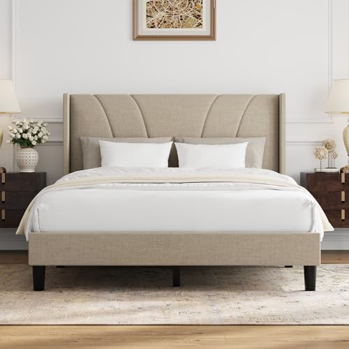 Queen Size Bed Frame, Queen Bed Frame with Headboard, view 2