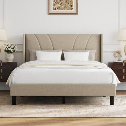 Queen Size Bed Frame, Queen Bed Frame with Headboard, view 2