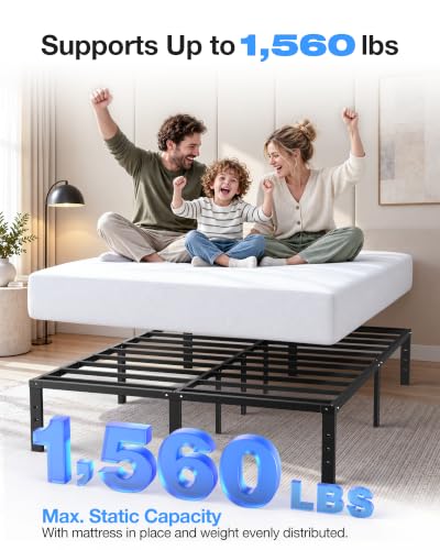 14 in Queen Bed Frame, Metal Platform Bed 15-Minute Solo Setup, view 3
