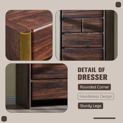 Modern 7 Drawers Dresser for Bedroom, 54.7" Tall Dresser-Brown, view 4