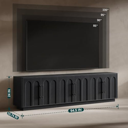 94.5" Extra Long Arched TV Stand for TVs Up to 100 Inch (Black), view 3