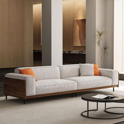 Modern 4-Seater Upholstered Fabric Sofa for Living Room, 111.8", view 2