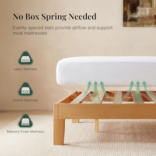 Queen Size Bed Frames, 12 Inch Height Wood Platform Bed Frame, view 4