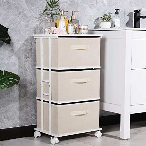 Dresser Tower with 3 Drawers for Bedroom, Fabric Storage Organizer Unit, view 6