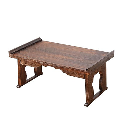 Japanese Floor Table,Small Coffee Table & Tea Table, Altar Table for Meditation,Low Table for Sitting on The Floor,Wood Bed Table Trays with Foldable Legs,Bed Laptop Desk