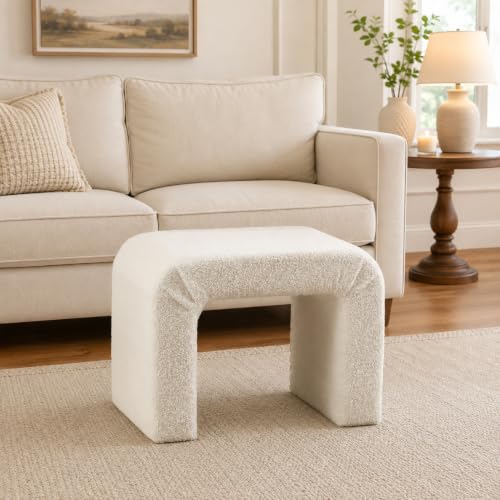 Modern Boucle Ottoman Footstool, view 2