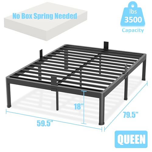 Queen Bed Frame with Round Corner Edge Legs 18 inch High 3500 lbs Heavy Duty, view 4
