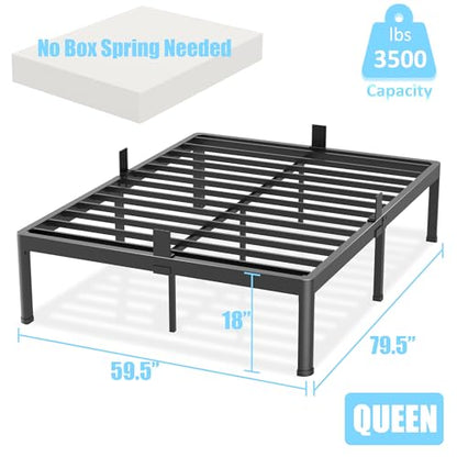 Queen Bed Frame with Round Corner Edge Legs 18 inch High 3500 lbs Heavy Duty, view 4