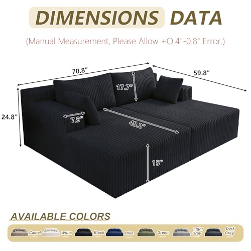 Modern Boneless Cloud Couch in Dark Grey, view 3