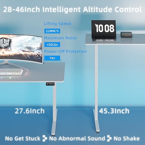 Standing Desk, 71x31 Inch Height Adjustable Electric Sit Stand up Desk, Ergonomic Rising Computer Table, Modern Lift Gaming Desk Workstation for Home Office, White